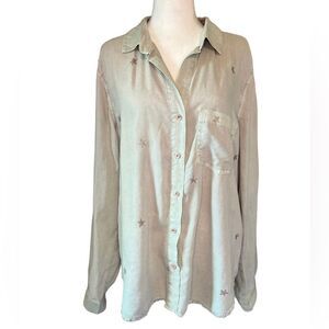 Bella Dahl Star Stamped Pocket Button Down Size L